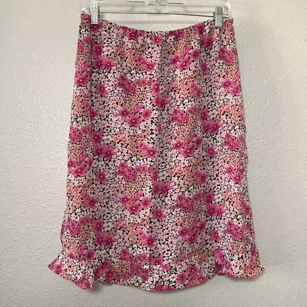 Vintage Y2K Pink Dainty Floral Feminine Romantic Fairy Slip Skirt M VTG 2000s